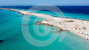 Aerial view of the beaches of Ses Illetes on Formentera