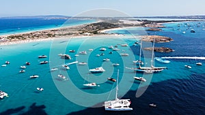 Aerial view of the beaches of Ses Illetes on Formentera photo