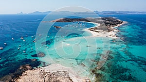 Aerial view of the beaches of Ses Illetes on Formentera photo