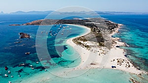 Aerial view of the beaches of Ses Illetes on Formentera