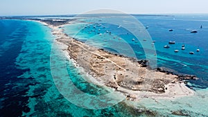 Aerial view of the beaches of Ses Illetes on Formentera photo