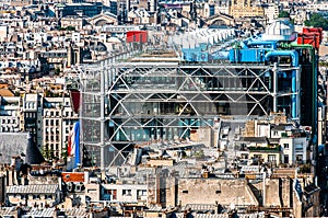 Aerial view beaubourg paris cityscape France