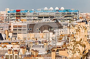 Aerial view beaubourg paris cityscape France photo