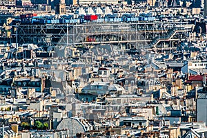 Aerial view beaubourg paris cityscape France photo