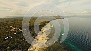 Aerial view beautiful Alona beach on a tropical island Bohol. Philippines.