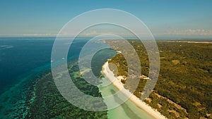 Aerial view beautiful Alona beach on a tropical island Bohol. Philippines.