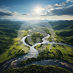 Aerial view of beautiful alpine landscape