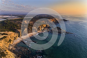 Aerial view of the beautiful Alteirinhos Beach at Zambujeira do Mar, Alentejo photo