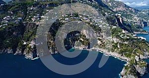 Aerial view of beautiful amalfi coast at southern italy