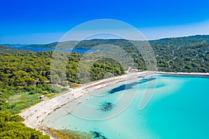 Turquoise lagoon bay on Sakarun beach on Dugi Otok island, Croatia