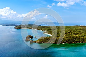 Aerial view of beautiful bay in tropical Islands. Boracay Island