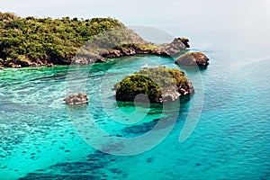 Aerial view of beautiful bay in tropical Islands. Boracay Island