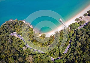 Aerial view of beautiful beach in pangkor island