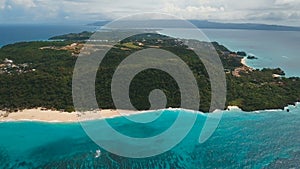 Aerial view beautiful beach on tropical island. Boracay island Philippines.