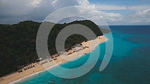 Aerial view beautiful beach on tropical island. Boracay island Philippines.