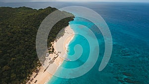 Aerial view beautiful beach on tropical island. Boracay island Philippines.