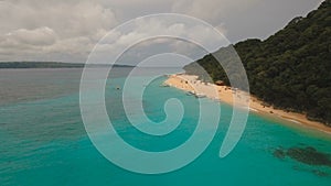 Aerial view beautiful beach on tropical island. Boracay island Philippines.