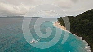 Aerial view beautiful beach on tropical island. Boracay island Philippines.