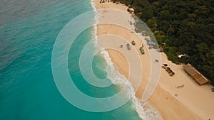 Aerial view beautiful beach on tropical island. Boracay island Philippines.