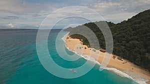 Aerial view beautiful beach on tropical island. Boracay island Philippines.