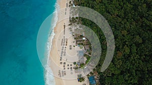 Aerial view beautiful beach on tropical island. Boracay island Philippines.