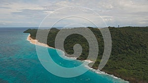 Aerial view beautiful beach on tropical island. Boracay island Philippines.