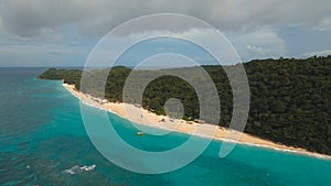 Aerial view beautiful beach on tropical island. Boracay island Philippines.