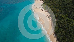 Aerial view beautiful beach on tropical island. Boracay island Philippines.