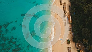 Aerial view beautiful beach on tropical island. Boracay island Philippines.