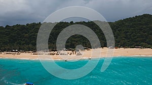 Aerial view beautiful beach on tropical island. Boracay island Philippines.