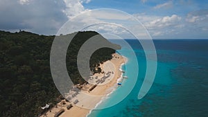 Aerial view beautiful beach on tropical island. Boracay island Philippines.