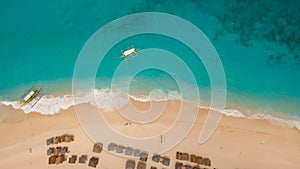 Aerial view beautiful beach on tropical island. Boracay island Philippines.