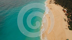 Aerial view beautiful beach on tropical island. Boracay island Philippines.