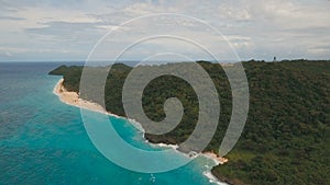 Aerial view beautiful beach on tropical island. Boracay island Philippines.