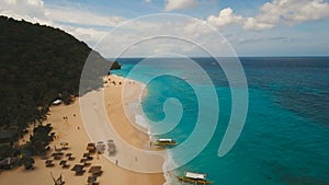 Aerial view beautiful beach on tropical island. Boracay island Philippines.