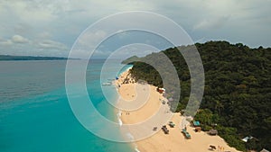 Aerial view beautiful beach on tropical island. Boracay island Philippines.