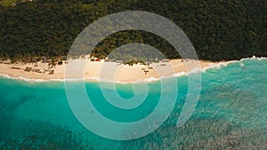 Aerial view beautiful beach on tropical island. Boracay island Philippines.