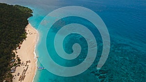 Aerial view beautiful beach on tropical island. Boracay island Philippines.