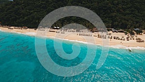 Aerial view beautiful beach on tropical island. Boracay island Philippines.