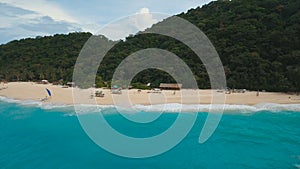 Aerial view beautiful beach on tropical island. Boracay island Philippines.