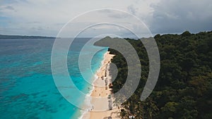 Aerial view beautiful beach on tropical island. Boracay island Philippines.