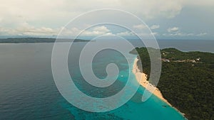 Aerial view beautiful beach on tropical island. Boracay island Philippines.