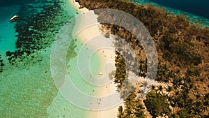 Aerial view beautiful beach on a tropical island Malcapuya. Philippines. photo