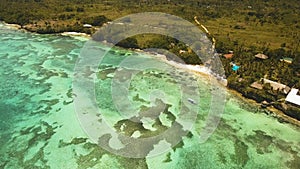 Aerial view beautiful beach on a tropical island. Philippines, Anda area.