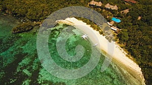 Aerial view beautiful beach on a tropical island. Philippines, Anda area.