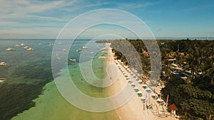 Aerial view beautiful beach on a tropical island. Philippines, Anda area.