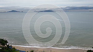 Aerial view of a beautiful beach on a tropical weather