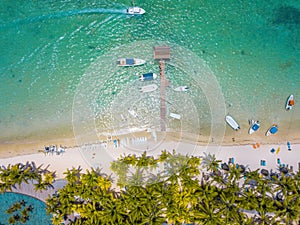 Aerial view on beautiful beach in Trou aux Biches, Mauritius