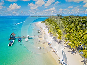 Aerial view on beautiful beach in Trou aux Biches, Mauritius photo