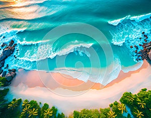 Aerial view of beautiful beach with turquoise